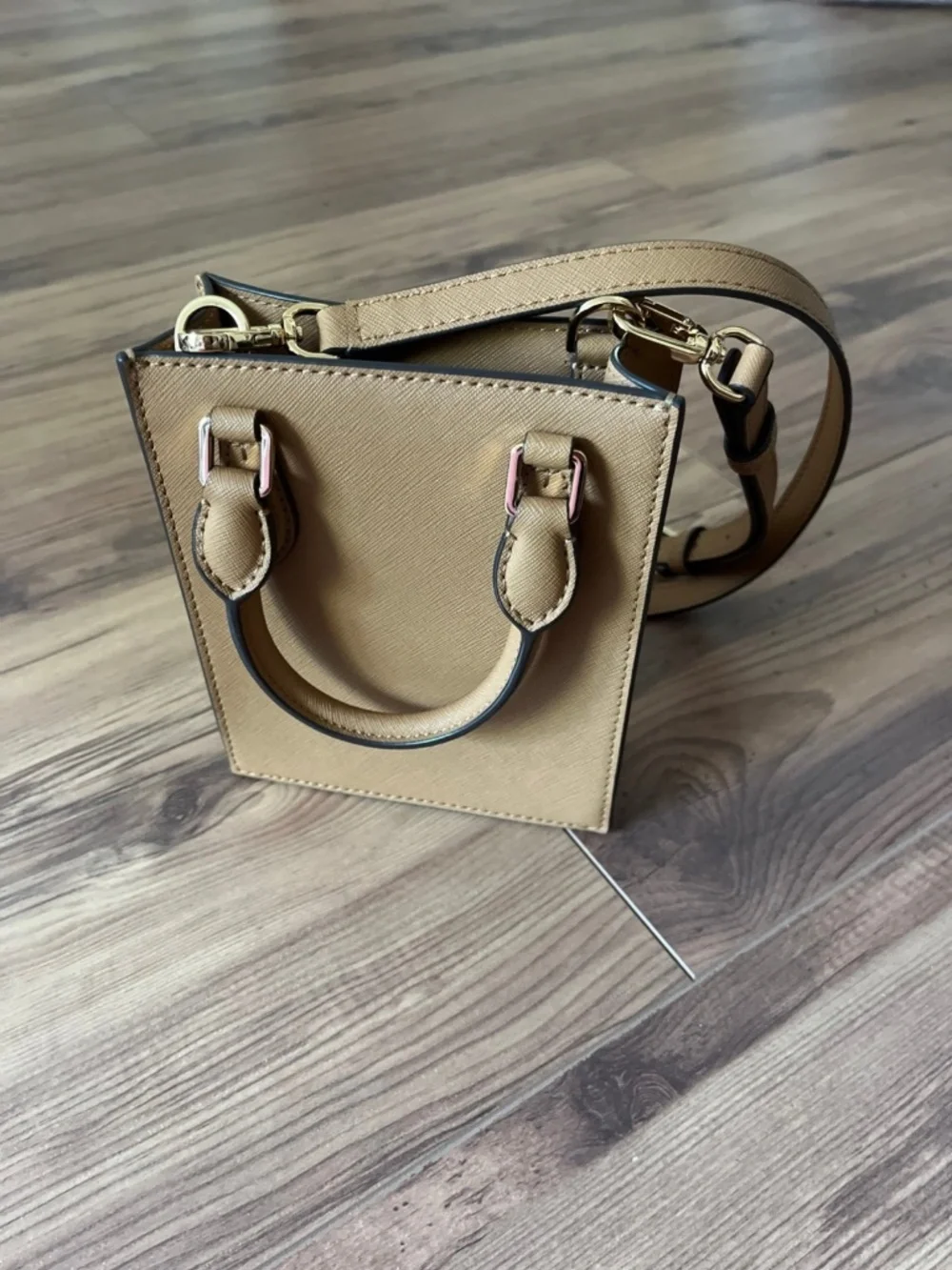 Tory Burch Emerson Tan Cardamom Mini Shopper Tote Crossbody Purse